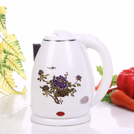 Белый керамический электрический чайник с внутренним вкладышем из нержавеющей стали